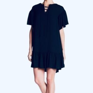 Alton Grey Ruffle Hem Babydoll Dress in Navy NEW